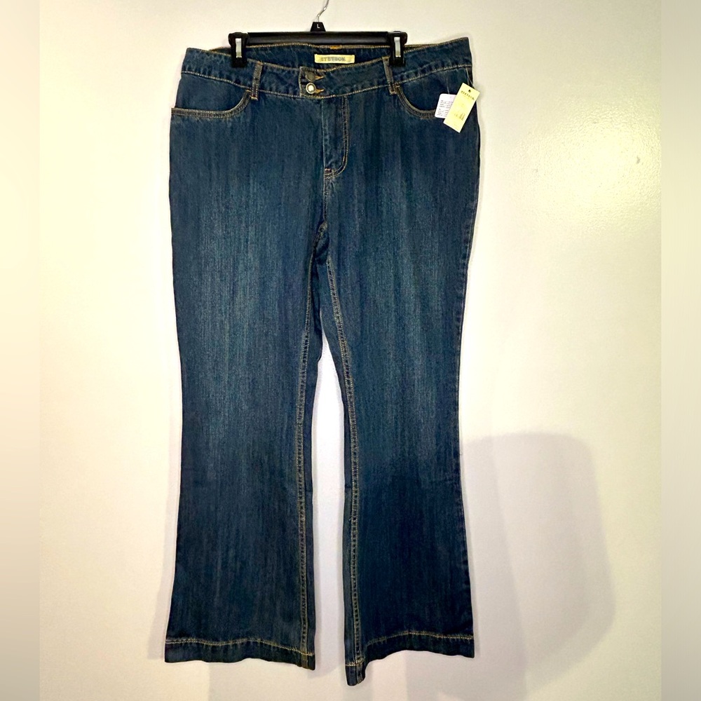 Stetson Jeans Women 18 Reg Blue Mid Rise Dark Denim Wide Leg City Trouser No 214